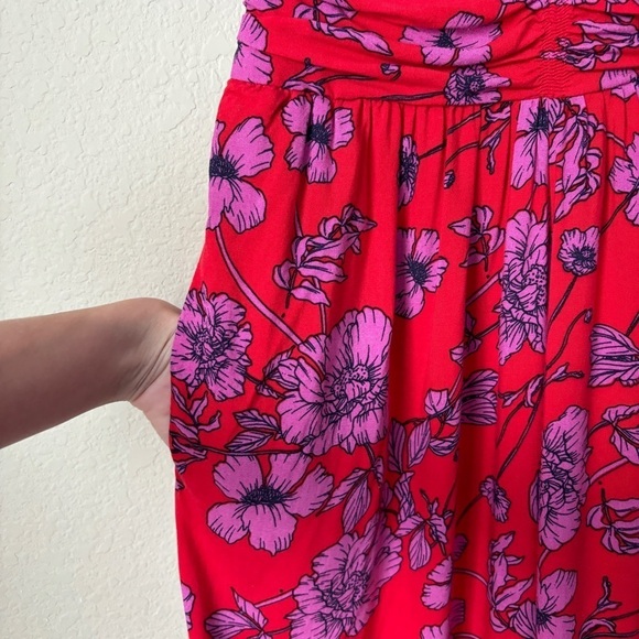 Boho Floral Print Strapless High Rise Wide Leg Full Length Jumpsuit - Picture 6 of 13